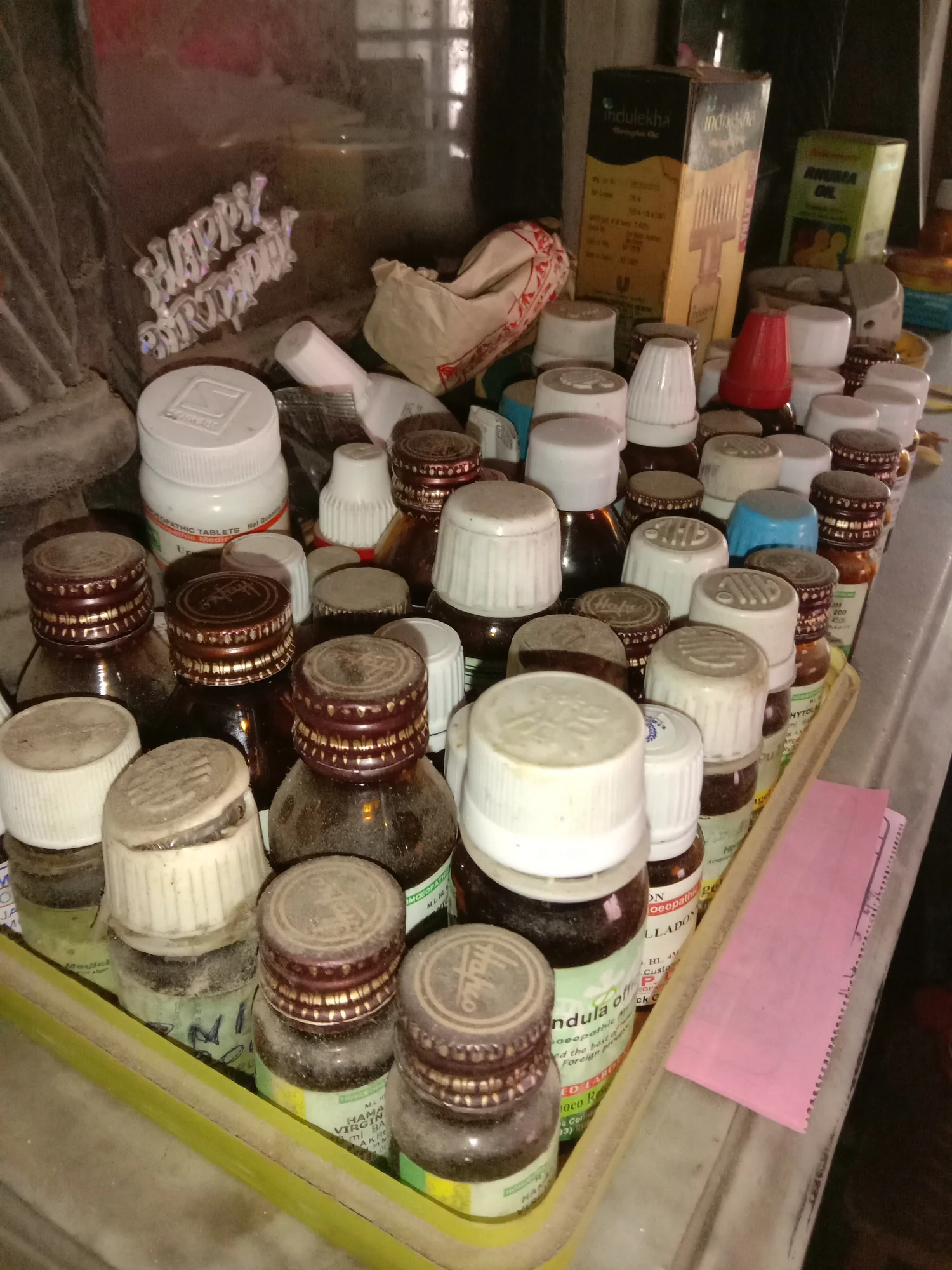 Representative photograph of homeopathic medicine bottles